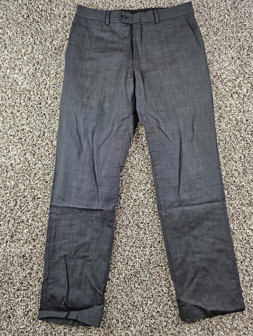 Bar III Mens Sz 32x32 Slim Fit 100% Wool Dress Pants Charcoal Gray